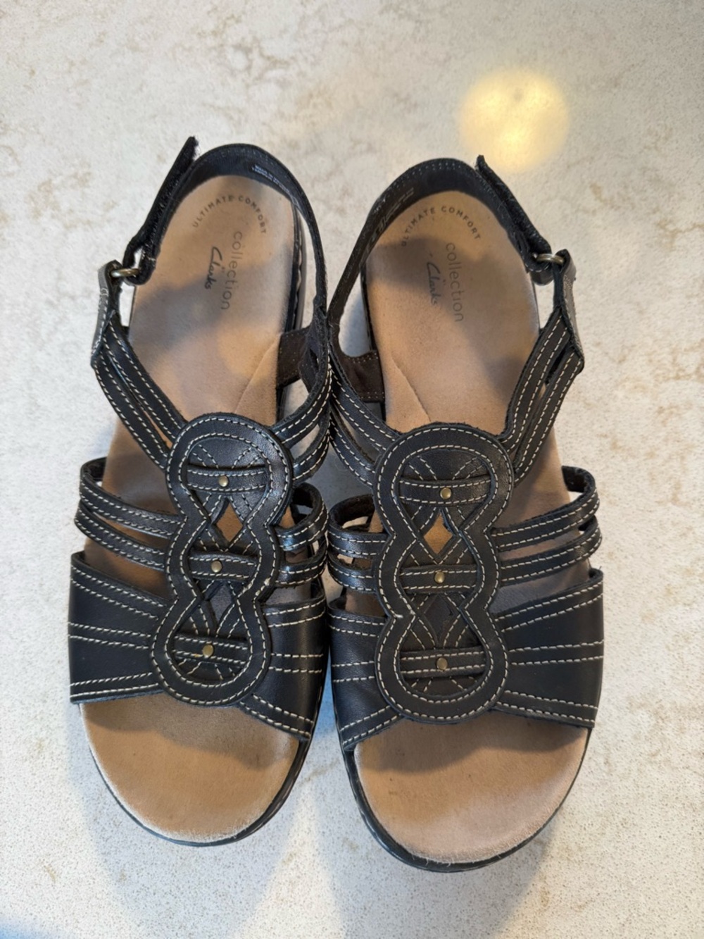 Clarks Women's Black Strappy Comfort Sandals 8.5 NWOT